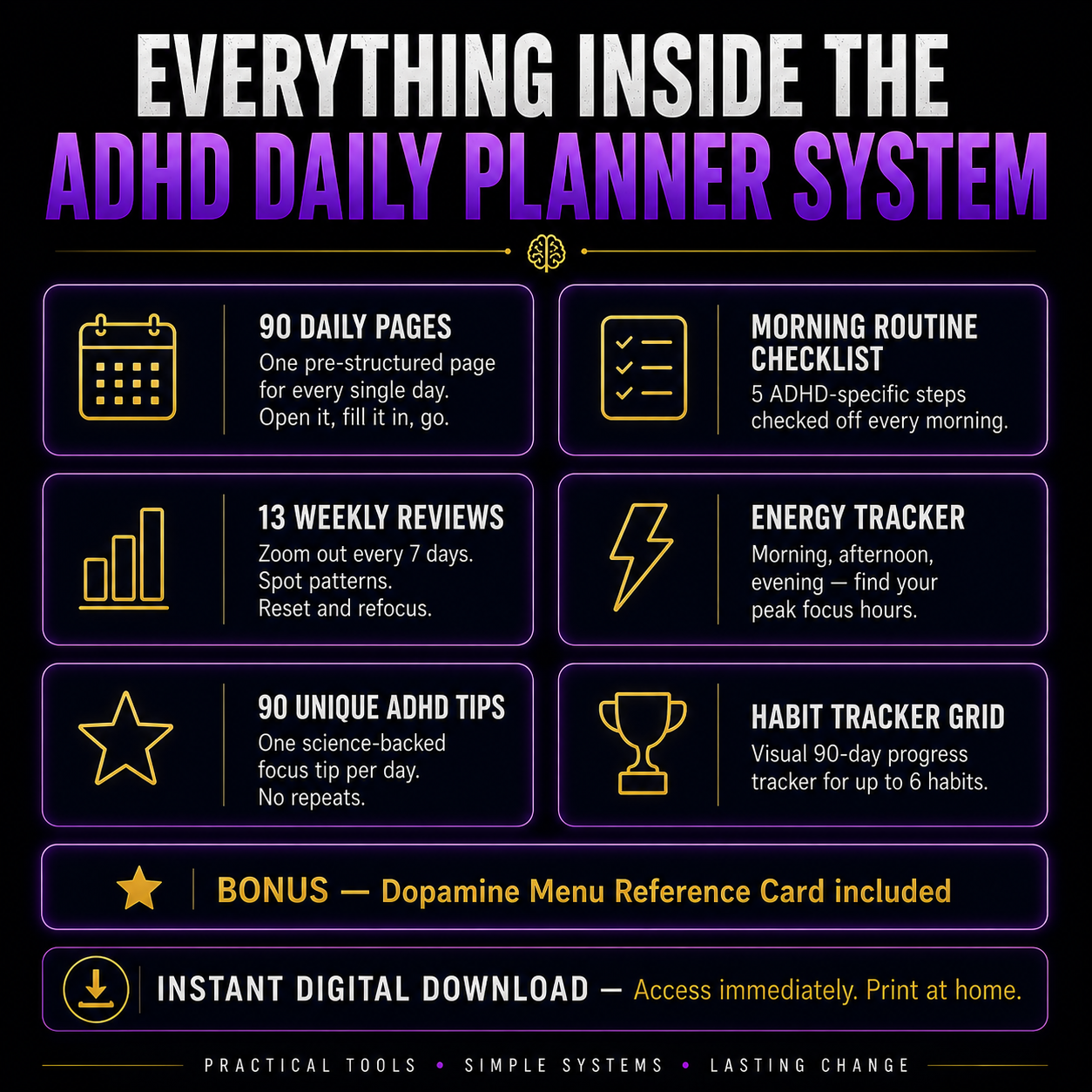 ADHD Daily Planner System — 90-Day Structure Built for Your Brain