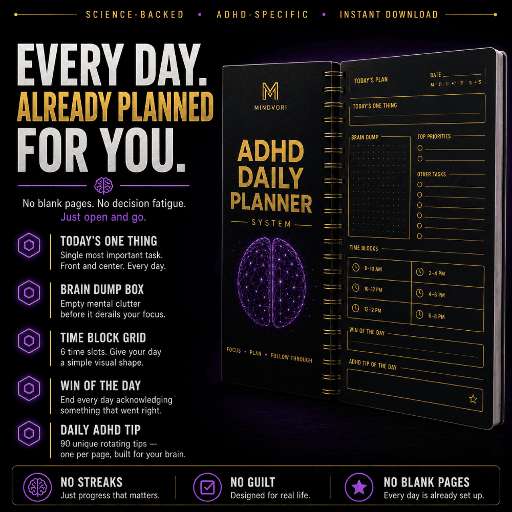 ADHD Daily Planner System — 90-Day Structure Built for Your Brain