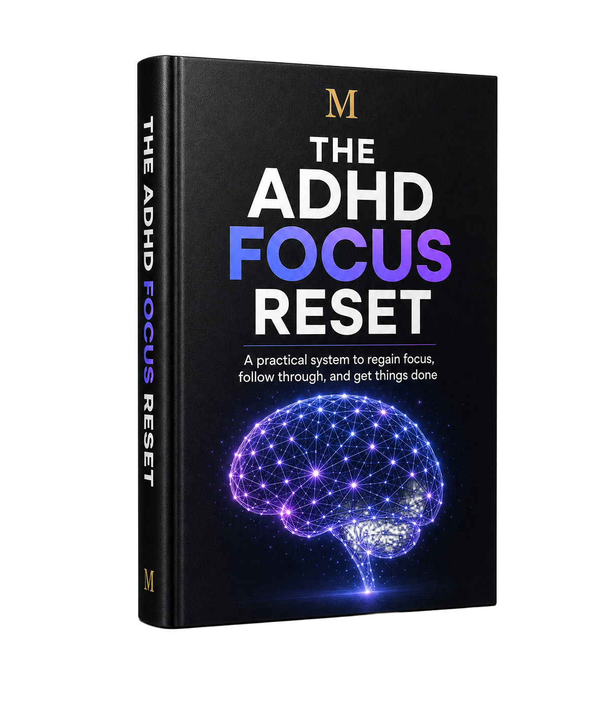 The ADHD Focus Reset ebook — premium mockup